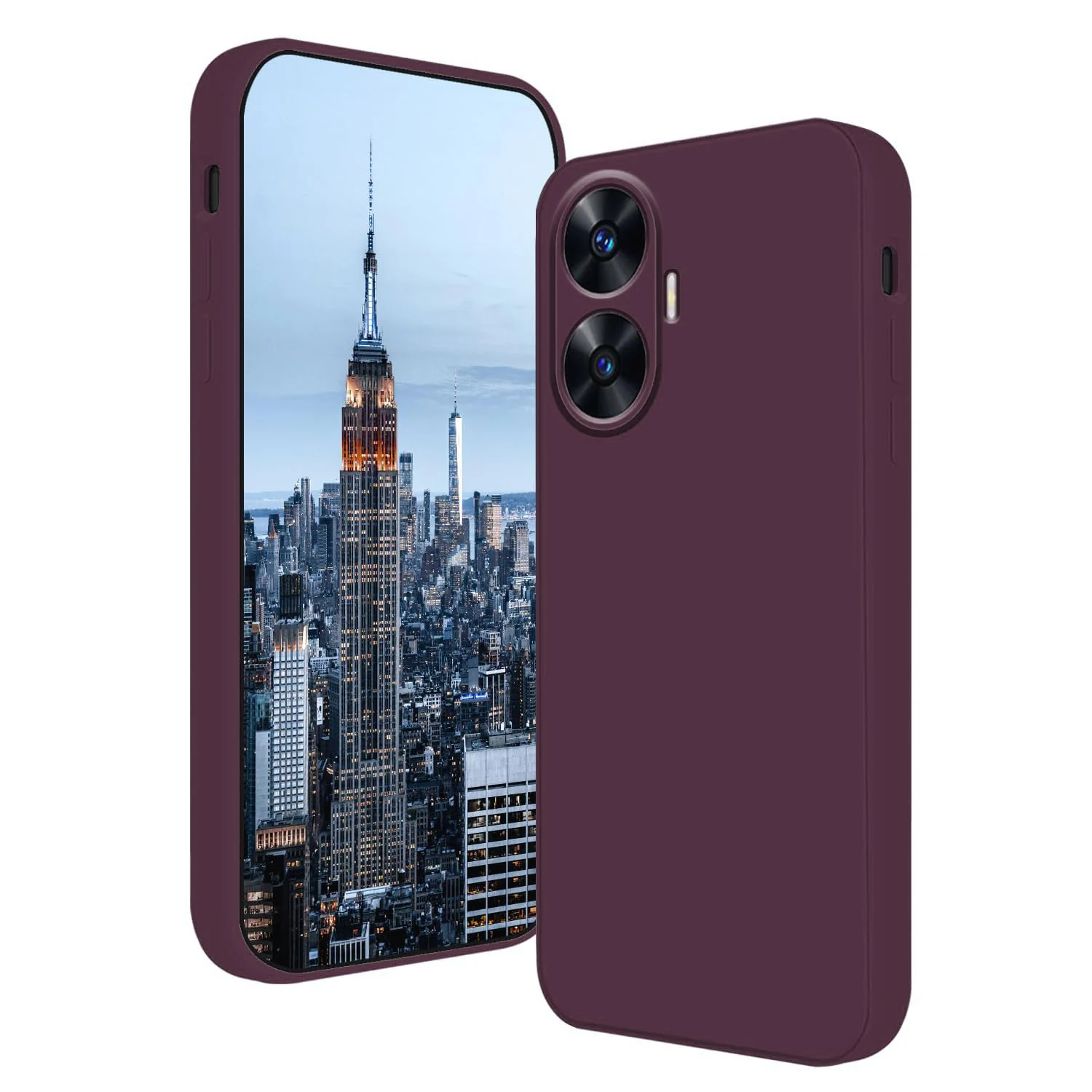 DL3 Mobilak Soft Silicone Protective Case for realme C55 / realme Narzo N55 with Microfiber Lining and Shockproof Design - Wine Red