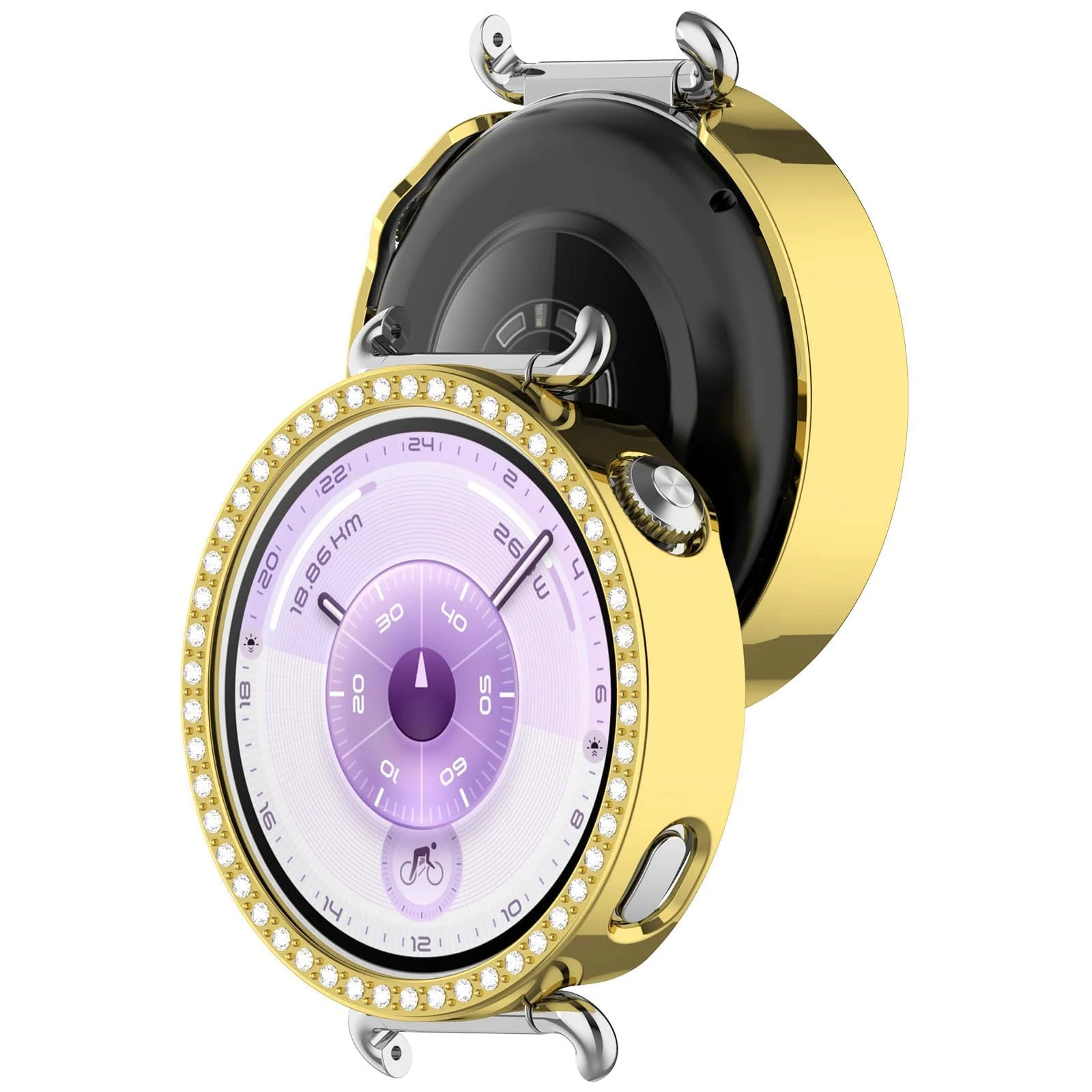 DL3 Mobilak Bling Case for Huawei Watch GT6 41MM, Slim Hard PC Frame Cover with Crystal Diamond Bumper Design (Without Screen Protector), Protective Case for Women and Girls for GT 6 41 mm - Gold