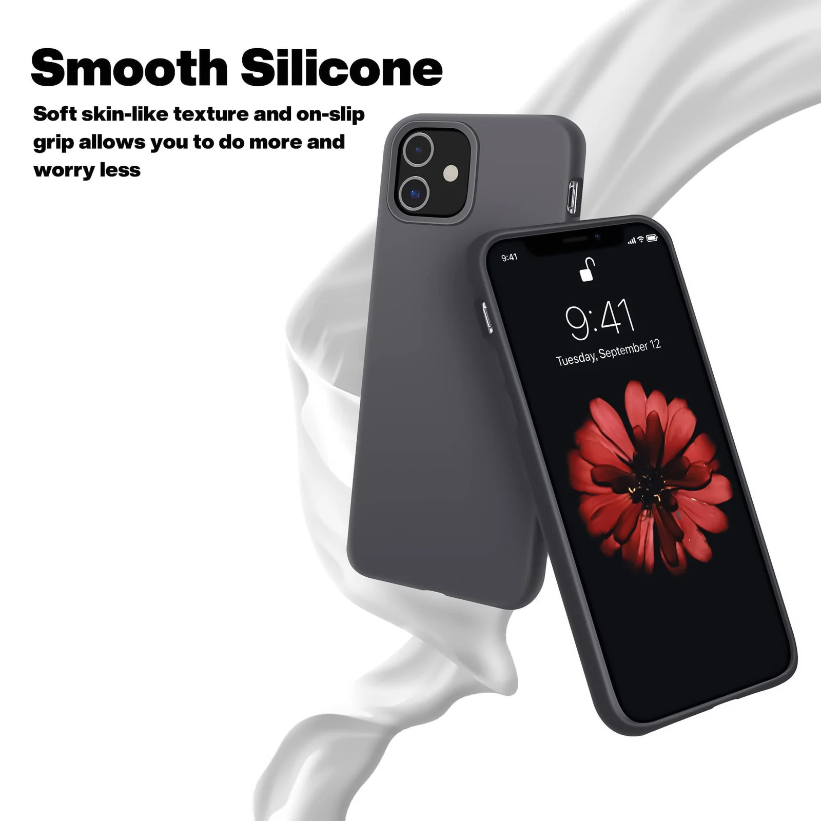 DL3 Mobilak Liquid Silicone Case for iPhone 11 (6.1 Inch), Shock-absorbing protection, Scratch-resistant surface, Soft microfiber lining - Midnight Gray