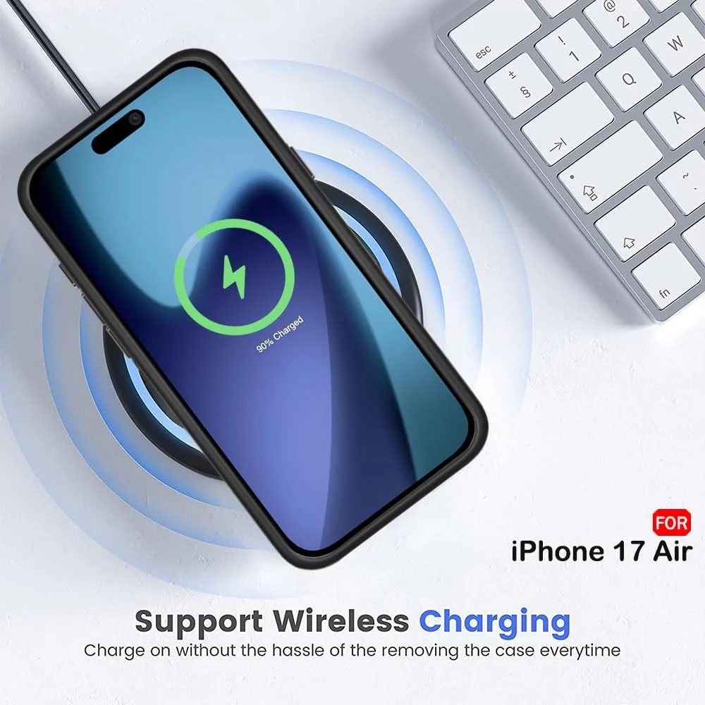 DL3 Mobilak Clear TPU Case for iPhone 17 Air 6.5-Inch, Supports wireless charging, Shock-absorbing protection, Anti-fingerprint finish - Black