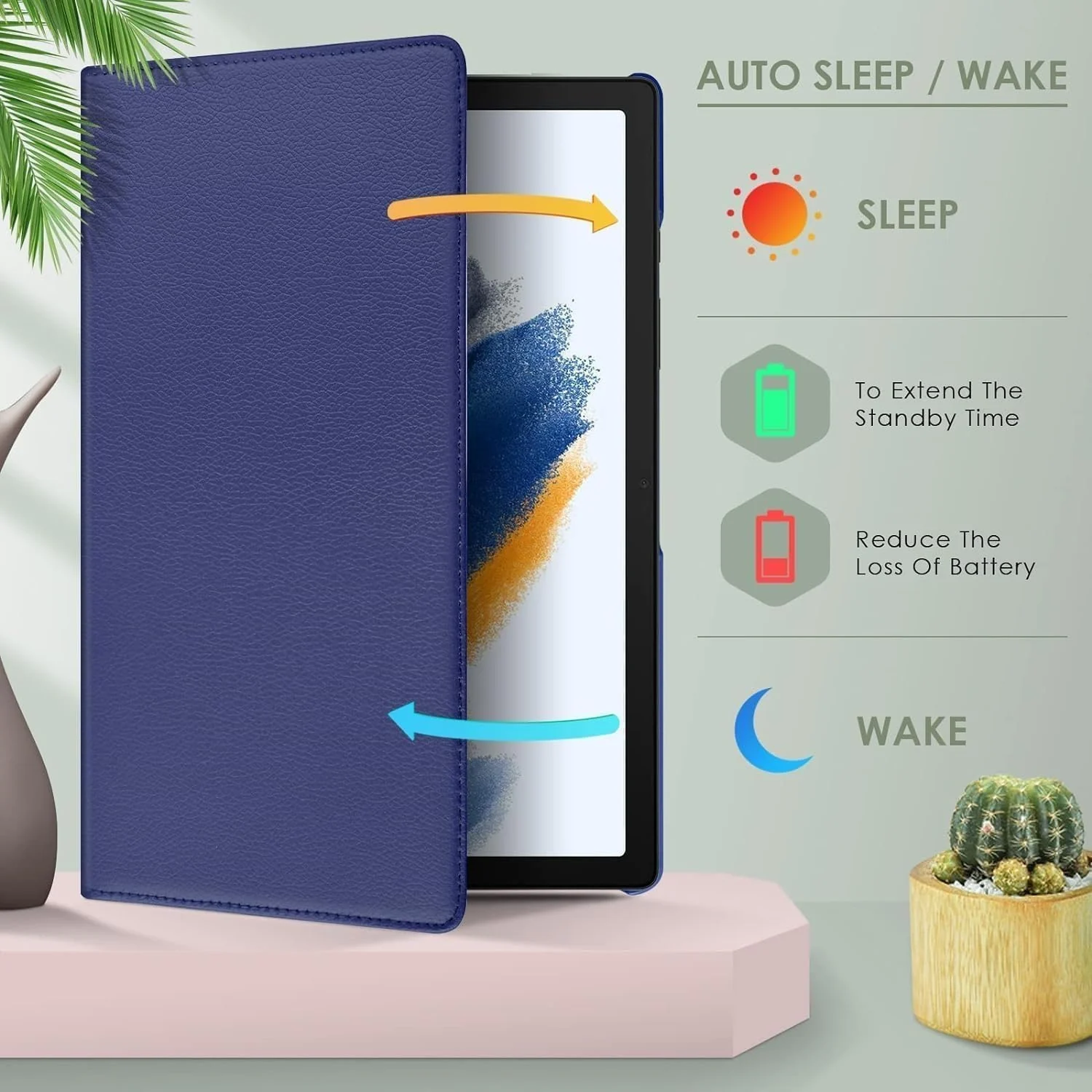 DL3 Mobilak Protective Cover for iPad (A16) 11th/10th Generation (2025/2022), 360° Rotatable Smart Stand, Leather Folio Flip Cover with Multi-Angle Viewing, Auto Wake Sleep - Blue