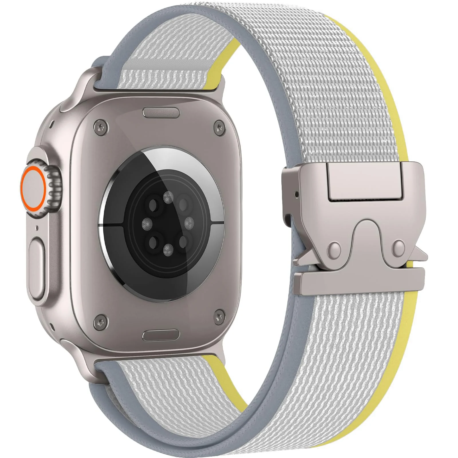 DL3 Mobilak Stretchy Nylon Strap for Apple Watch Ultra 3 2 1 Strap 49mm 46mm 45mm 44mm 42mm iWatch Straps for Men Women, Parachute Clasp Elastic Sport Band for Apple Watch Series 11 10 9 8 7 6 5 4 3 SE/2 - Beige | Yellow