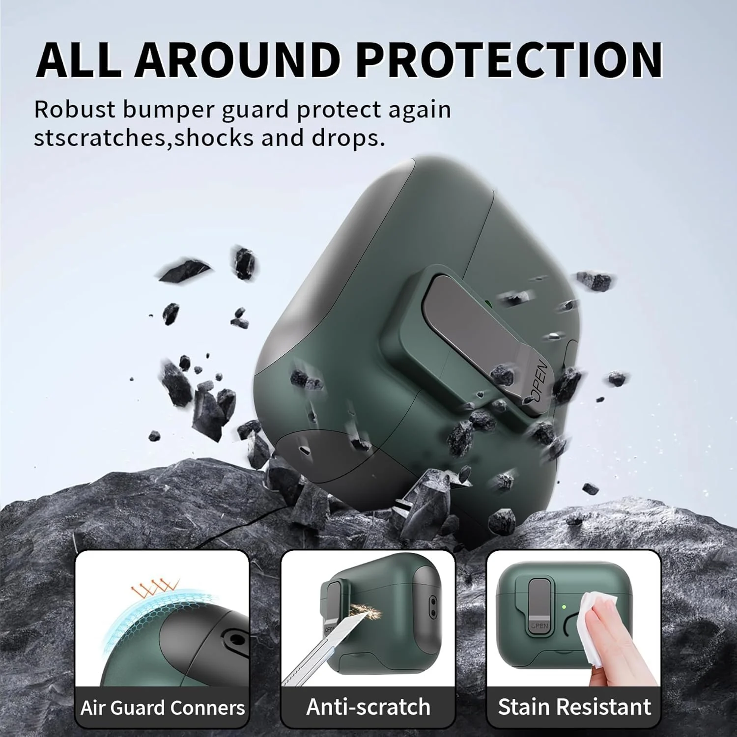 DL3 Mobilak for AirPods 3rd Generation Case Cover with Lock, Military Armor Cool AirPods 3 Case with Keychain for Men Women Hard Shell Shockproof Air Pod 3 for AirPod 3rd Gen 2021 - Green Black