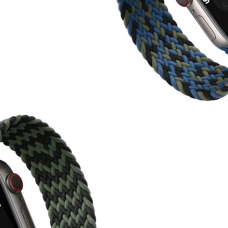 DL3 Mobilak Braided Solo Loop Band For Apple Watch Band 49mm 45mm 44mm 42mm, Replacement Wristband Nylon Strap for iWatch Series SE 9/8/7/6/5/4/3/2/1/Ultra/Ultra 2 (Small) - Black Blue Green