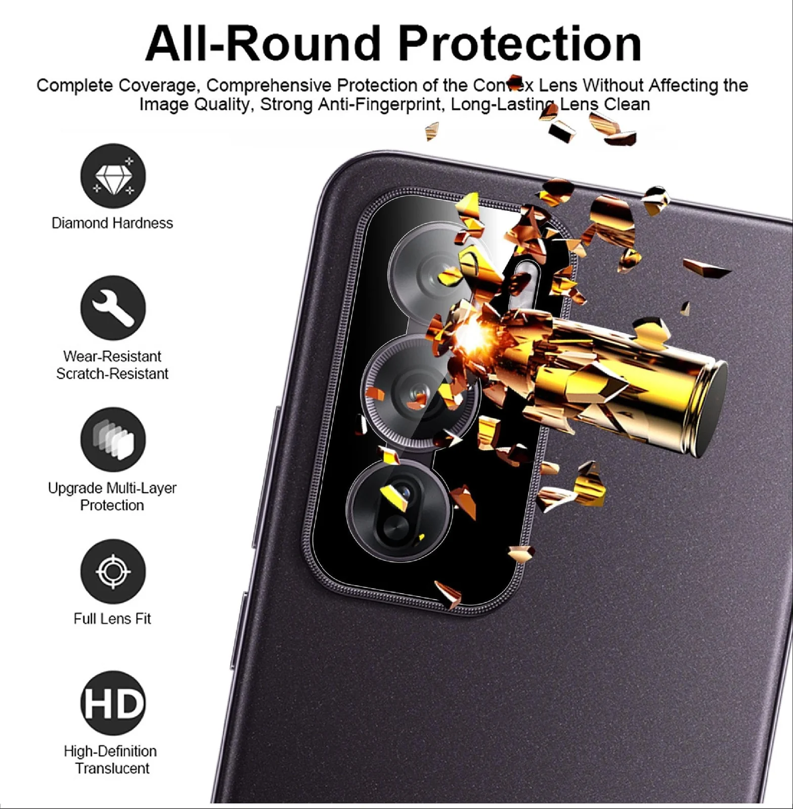 DL3 Mobilak OPPO Reno 12 Pro 5G Camera Lens Protector Tempered Glass Screen Protector HD [Full Coverage][Anti-Scratch] Drop Protection Ultra Clear/Thin Lens Protector Case - Black