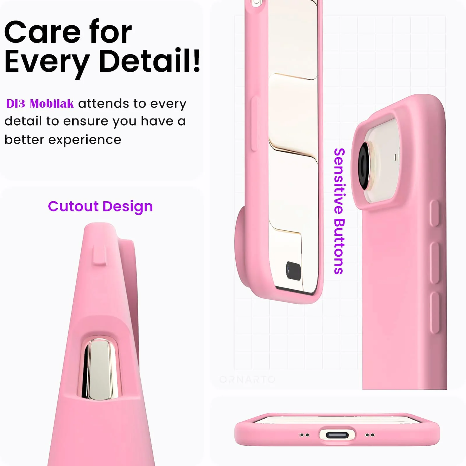 DL3 Mobilak Liquid Silicone Protective Case for iPhone 17 Air 6.5-Inch with Microfiber Lining and Shockproof Design - Pink