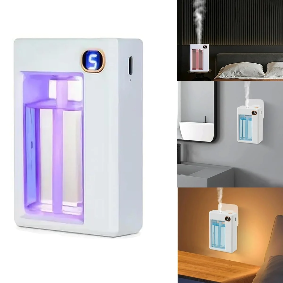 Mobigon Aromatherapy Diffusers for Essential Oils Mini USB Air Scent Small Humidifier with 7-LED Color Changing 6 Countdown Timers Levels for Car Room Home Office Bedroom - White