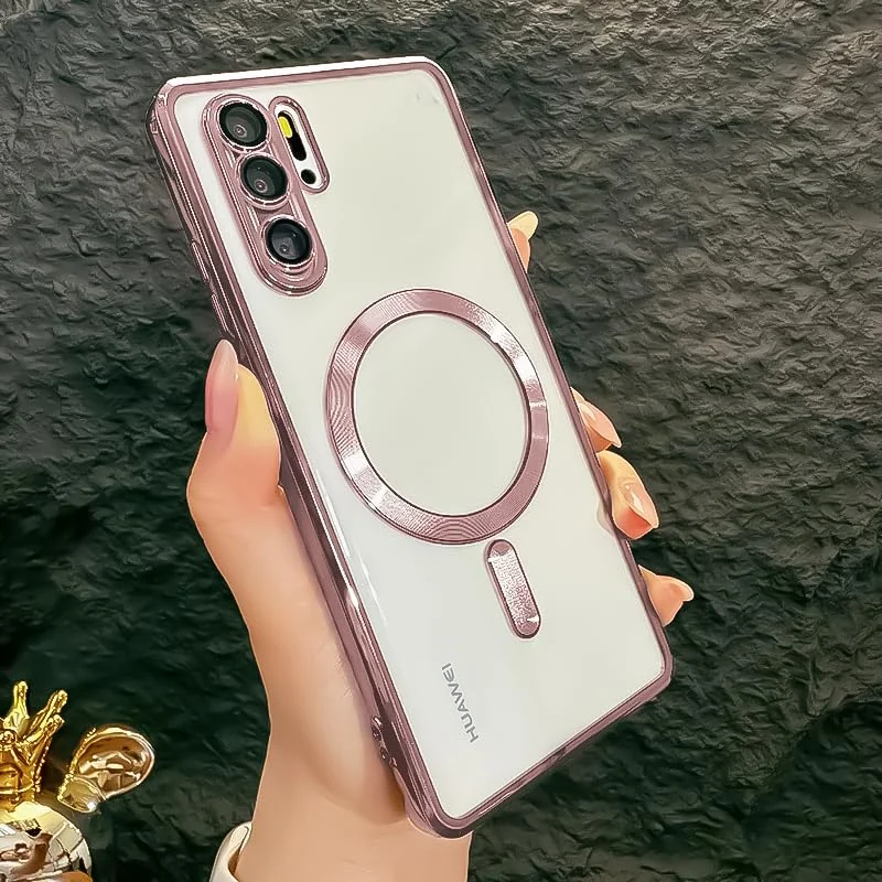 DL3 Mobilak Clear MagSafe-Compatible Magnetic Case for Huawei P30 Pro with Camera Protection and Shockproof Design