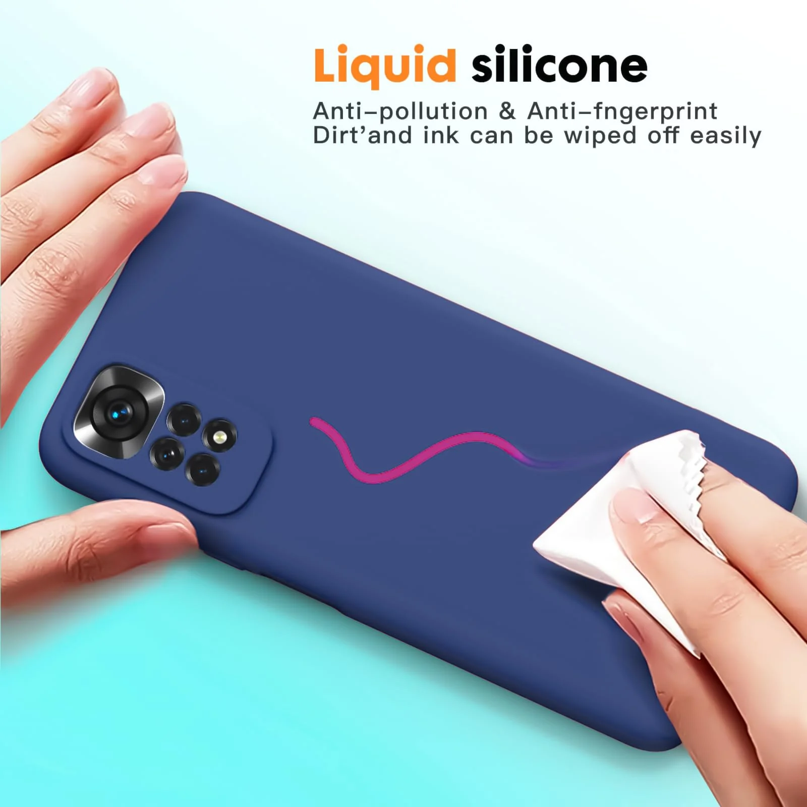 DL3 Mobilak Liquid Silicone Protective Case with Soft Microfiber Lining with Full Camera Protection for Xiaomi Redmi Note 12 Pro 4G / Redmi Note 11 Pro 4G&5G - Blue 1