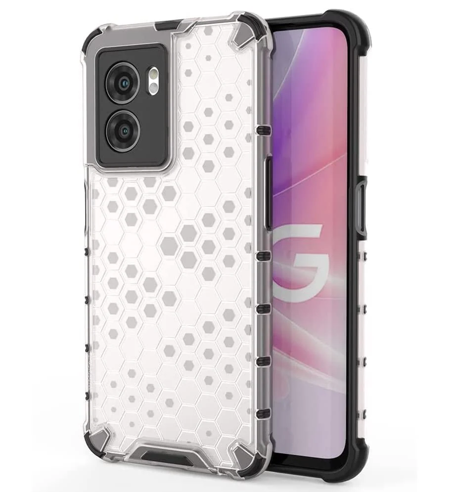 DL3 Mobilak Honeycomb Protective Case for OPPO A77 5G / A57 5G / OnePlus Nord N300, Shock-absorbing protection, Transparent design, Slim, lightweight profile - Clear