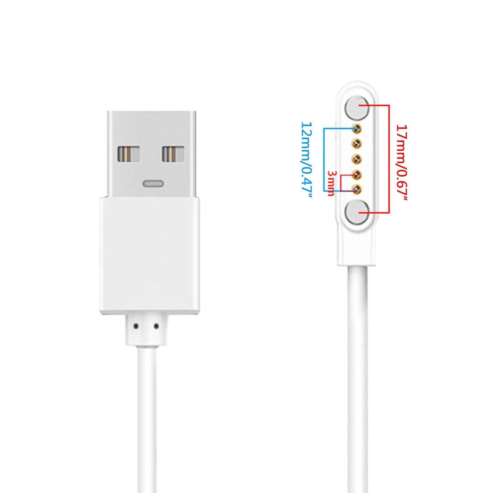 DL3 MOBILAK 5-Pin 12 mm Magnetic Smartwatch Charging Cable, 75 cm, White