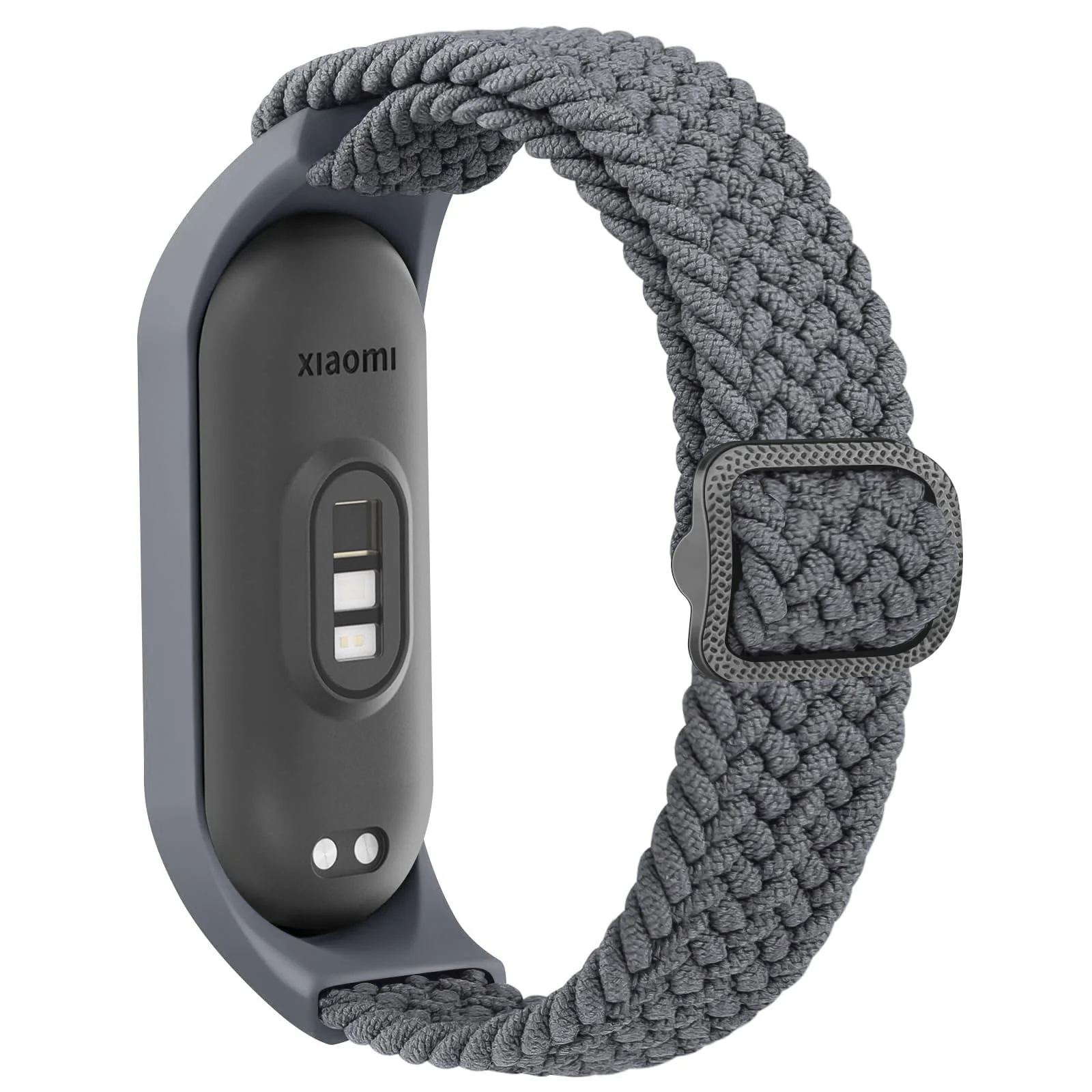 DL3 Mobilak Nylon Wristband Compatible for Xiaomi Mi Band 7/Mi Band 6/Mi Band 5/Mi Band 4/Mi Band 3, Adjustable Braided Elastic Solo Loop for Mi Band 7 6 5 4 3, Sport Strap Smart Watch Accessories - Grey