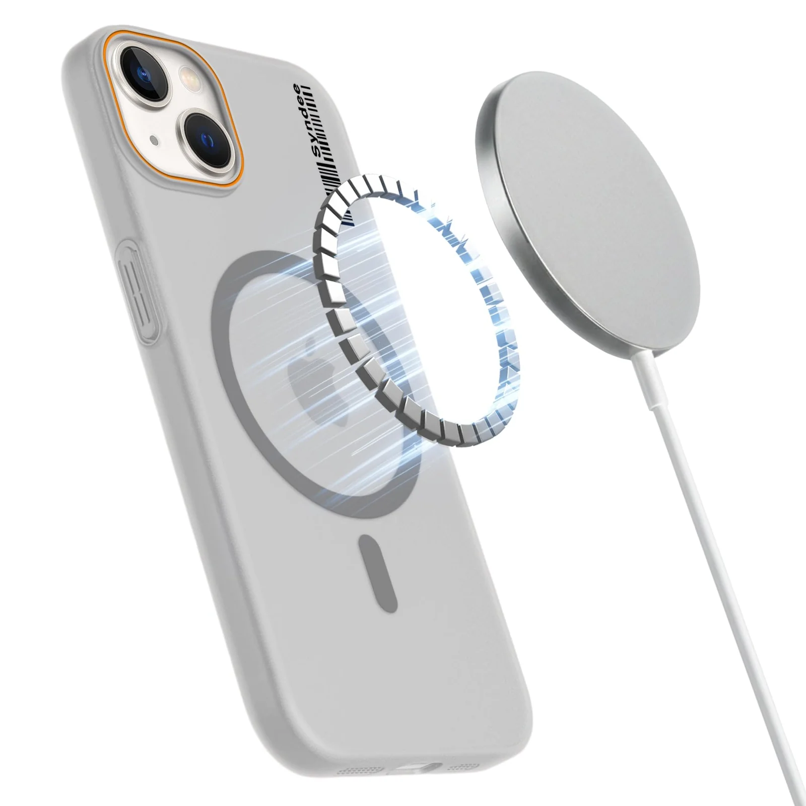 DL3 Mobilak Translucent Matte Case for iPhone 15 6.1 Inch, Compatible with MagSafe accessories, Shock-absorbing protection, Integrated ring holder - Gray