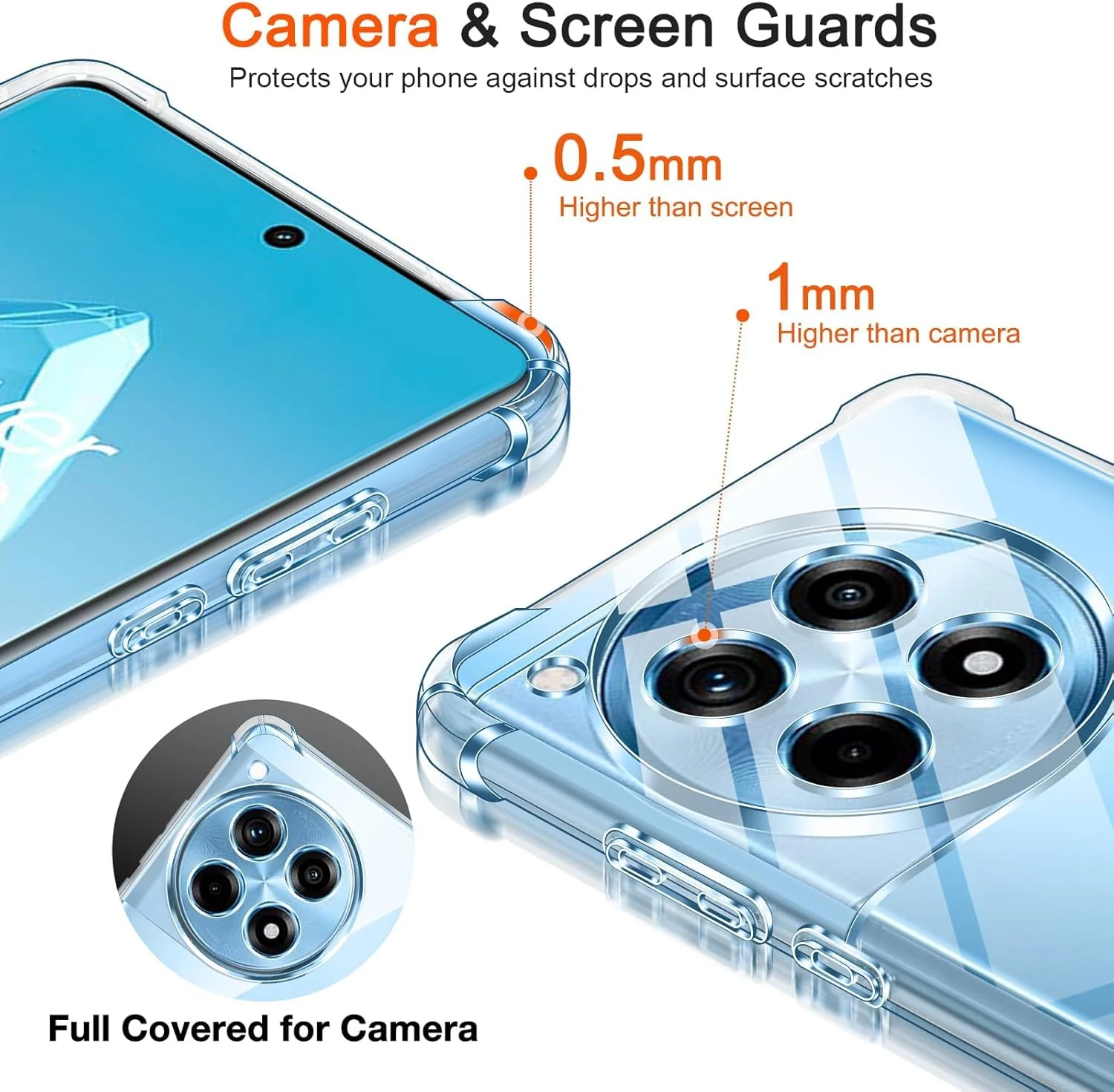 DL3 Mobilak Case Compatible with Oneplus 12R, Cover Silicone TPU Gorilla Anti-shock Protector Camera Shockproof Corners - Clear