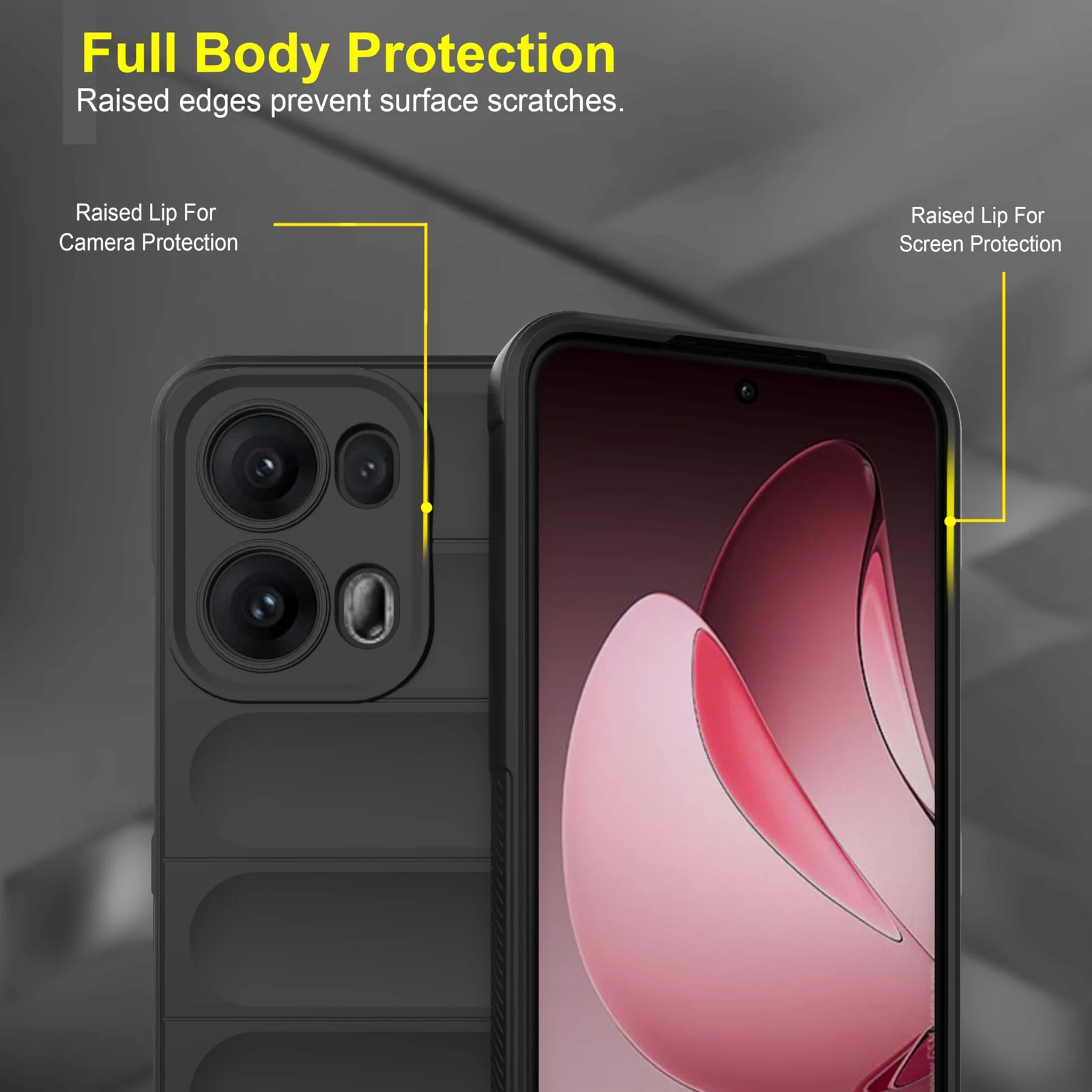 DL3 Mobilak Flexible Silicone and TPU Protective Case with Camera Protection for OPPO Reno 13 Pro 5G - Black