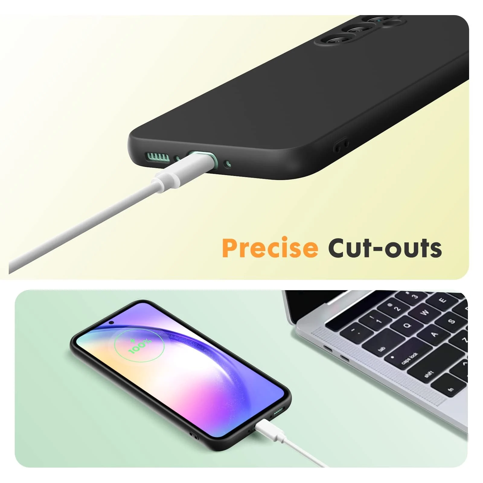 DL3 Mobilak Soft Silicone Protective Case for Samsung Galaxy A54 5G with Microfiber Lining and Shockproof Design - Black
