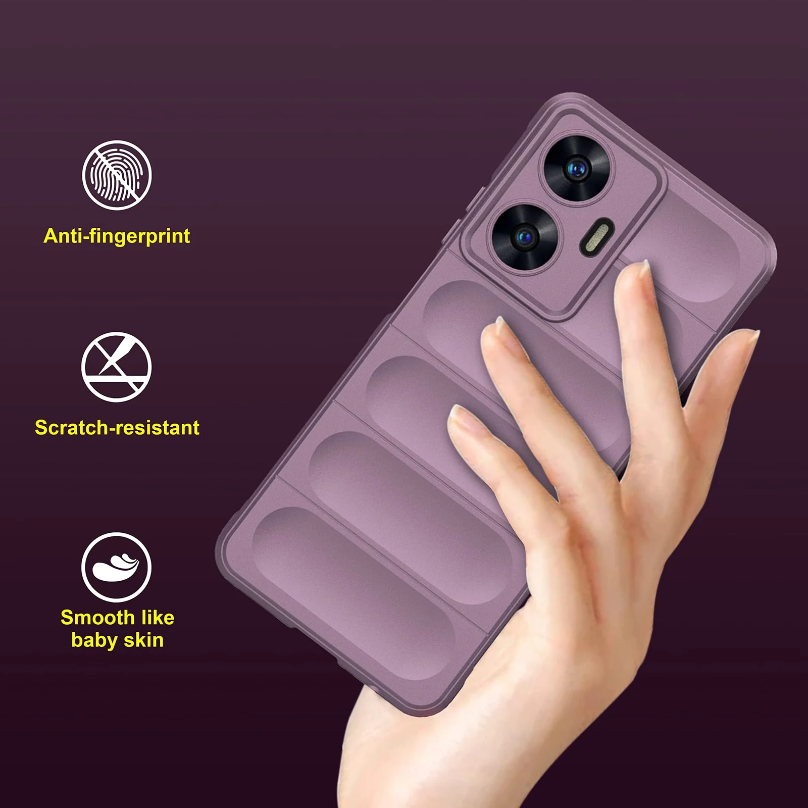 DL3 Mobilak Flexible Silicone and TPU Protective Case with Camera Protection for realme C55 / Narzo N55 - Purple