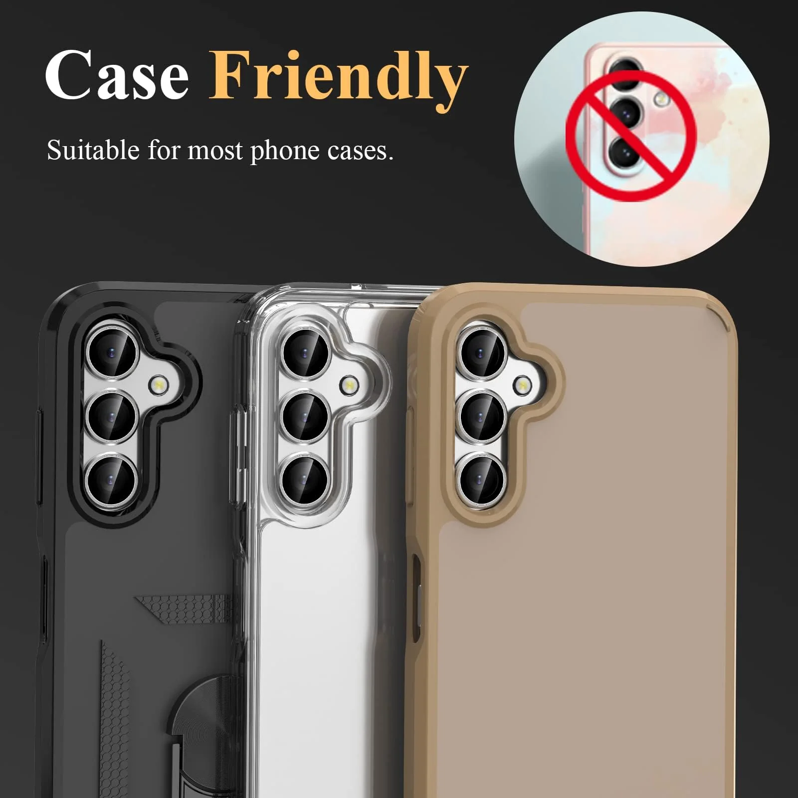 DL3 Mobilak Camera Lens Protector For Samsung Galaxy A14 / Galaxy A24 / Galaxy A34 Camera Lens Film Metal Ring Ultra HD, 9H Hardness, Scratch Resistance Camera Lens Protective Film - Silver
