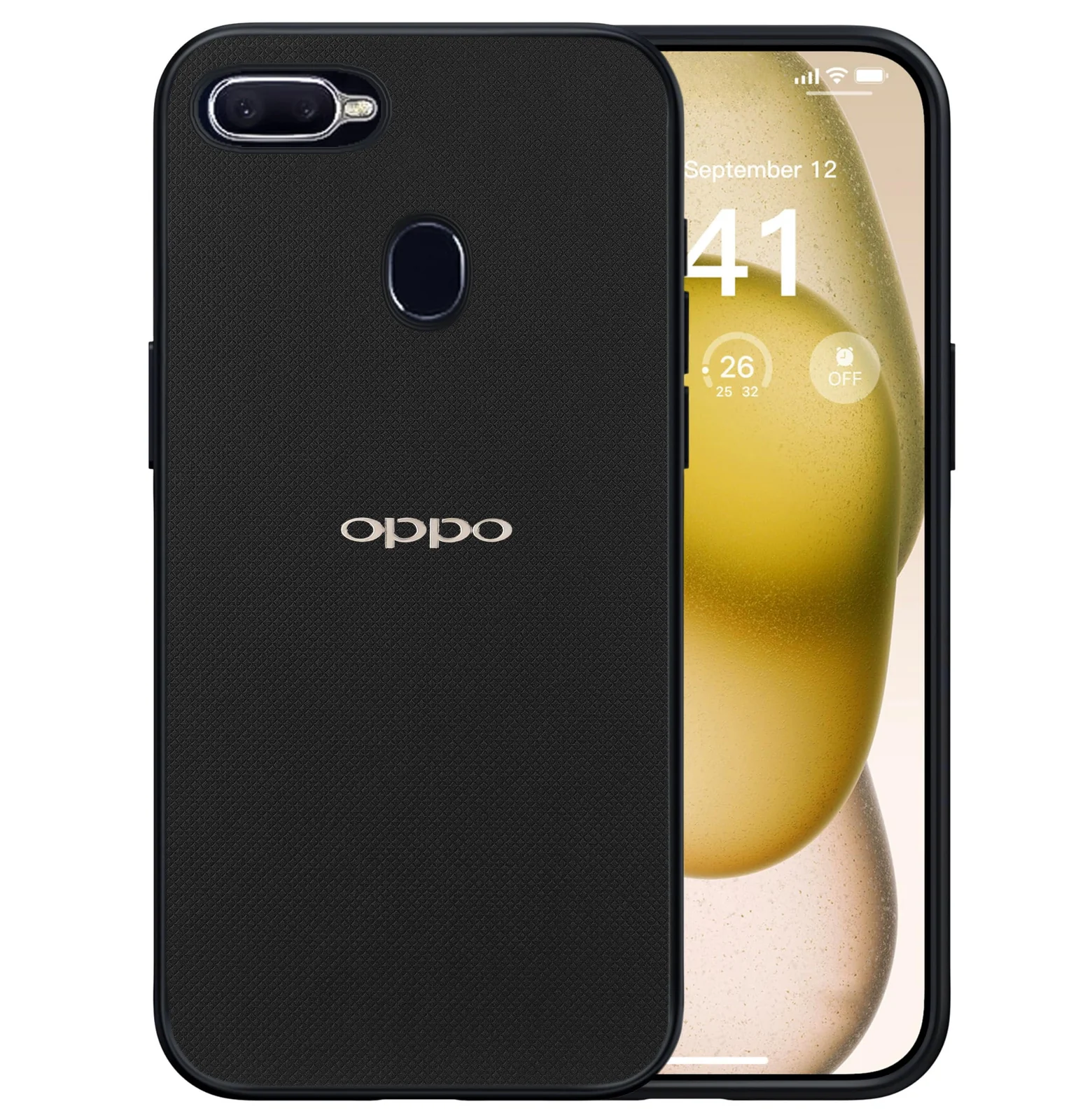 Dl3 Mobilak Compatible with OPPO F9 / F9 Pro / A5 / A5S / A12 / A7 Case Dual Layer Heavy Duty Cell Phone Protective Cover Shockproof Rugged with Non-Slip Textured - Black