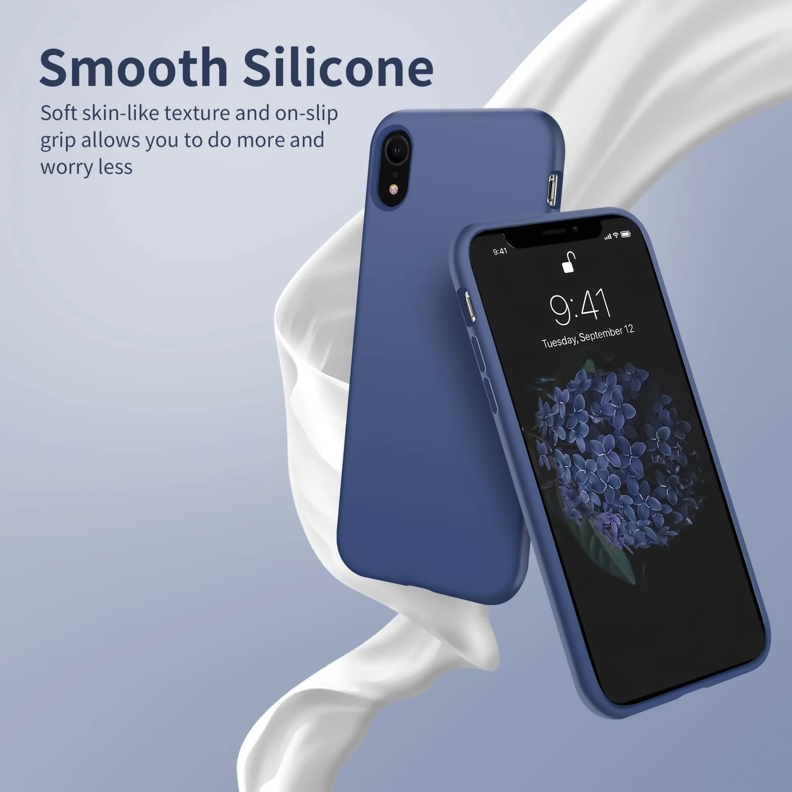 DL3 Mobilak Liquid Silicone Case for iPhone XR, Shock-absorbing protection, Scratch-resistant surface, Soft microfiber lining - Blue