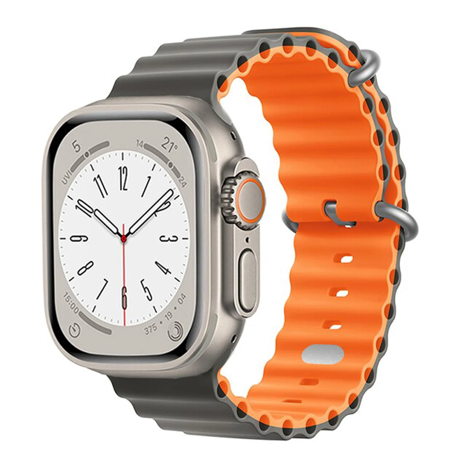 42MM/44MM/45MM/49MM — DL3 Mobilak Ocean Band For Apple Watch Ultra 49mm 45mm 44mm 42mm, Waterproof Soft Silicone Sport Wristbands Replacement Strap iWatch Ultra SE 8 7 6 5 4 3 2 1 (42MM/44MM/45MM/49MM) - Grey orange