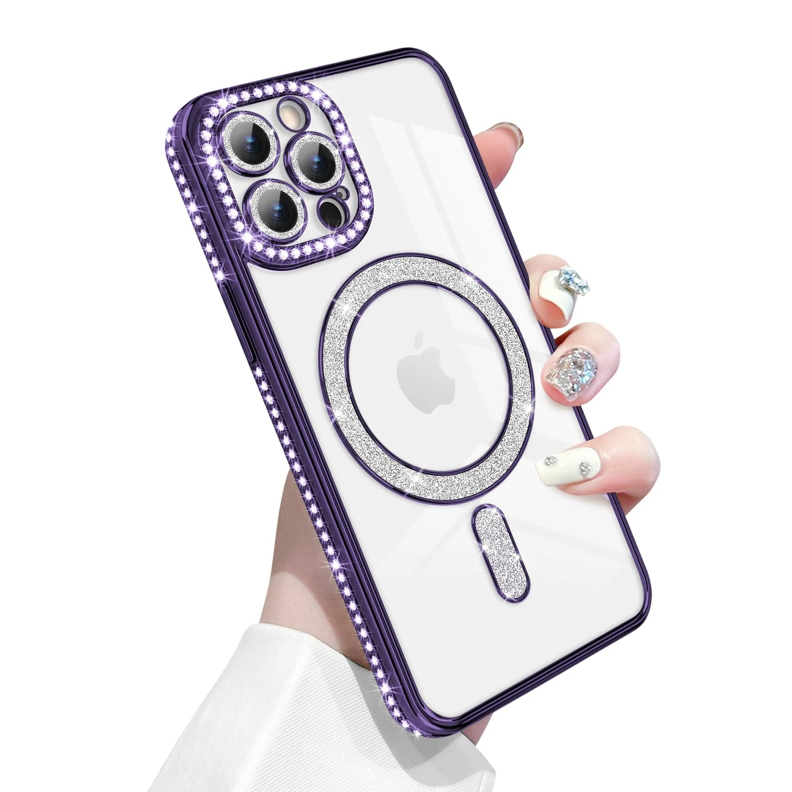 DL3 Mobilak MagSafe-Compatible Magnetic Case for iPhone 12 Pro with Camera Protection and Magnetic Car-Mount Support - Purple