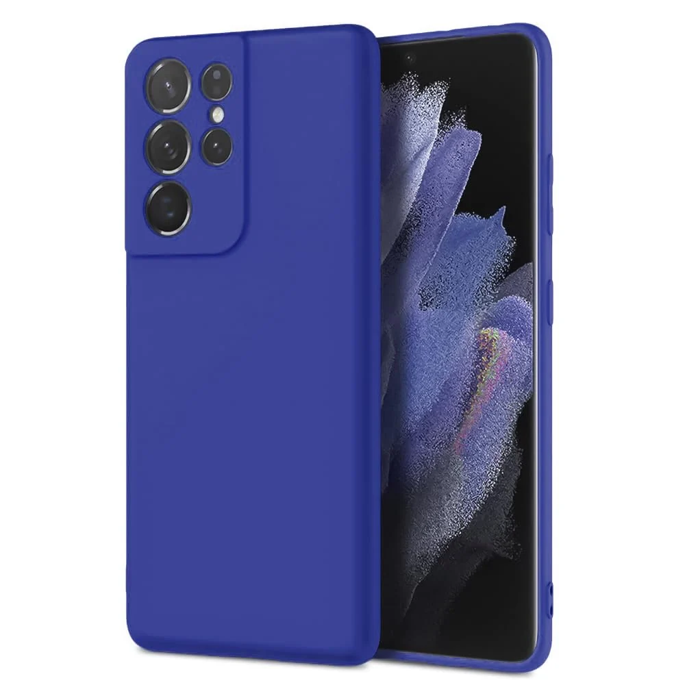 DL3 Mobilak Samsung Galaxy S21 Ultra 5G Case, Soft Flexible Silicone Gel Rubber Bumper Cover, Slim Fit Full Body Shockproof Protective Phone Case - Pepsi