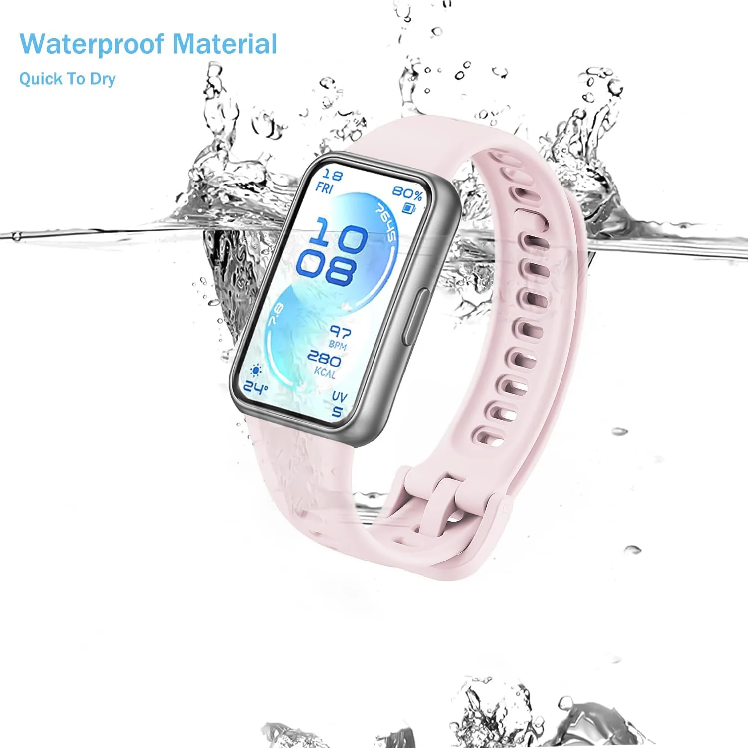 DL3 Mobilak Silicone Bracelet for Huawei Band 11/Band 11 Pro Strap, Soft Silicone Sport Band, Soft Breathable, for Huawei Band11/11 Pro Adjustable Replacement Strap - Ice Pink