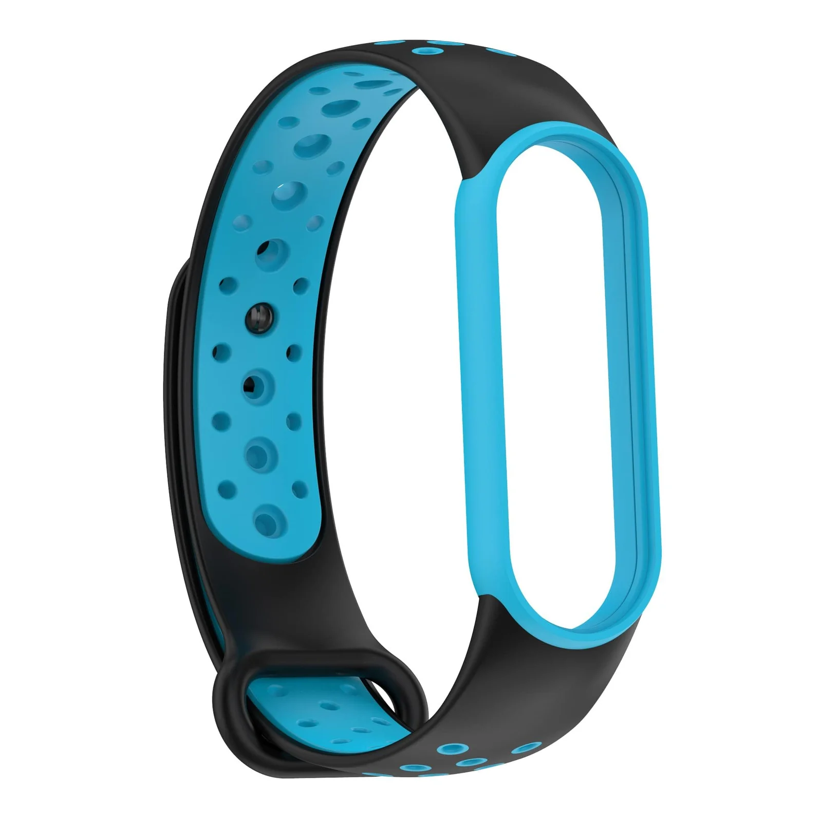 DL3 Mobilak Strap Compatible with Xiaomi Mi Band 4 / Mi Band 3, Women Men Armband, Two Colours Breathable Adjustable Soft Silicone Replacement Strap Compatible with Xiaomi Mi Band 3/4 - Black Blue
