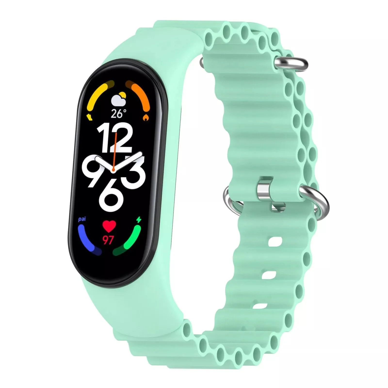 DL3 Mobilak Ocean Band for Xiaomi Mi Band 7/Mi Band 6/Mi Band 5/Mi Band 4/Mi Band 3, Adjustable Silicone Stretchy Sport Strap Women Men Replacement Wristband - Light Green