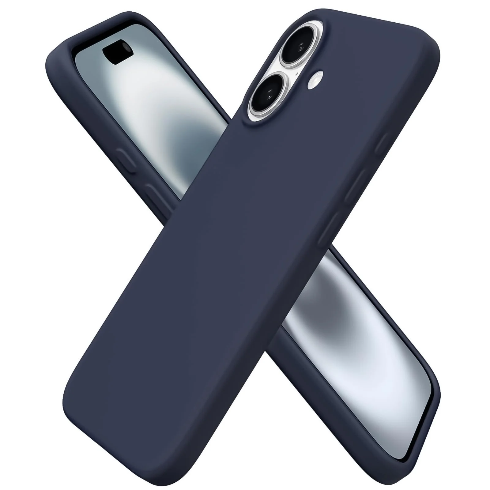 DL3 Mobilak Liquid Silicone Protective Case with Soft Microfiber Lining for iPhone 16 - Midnight Blue