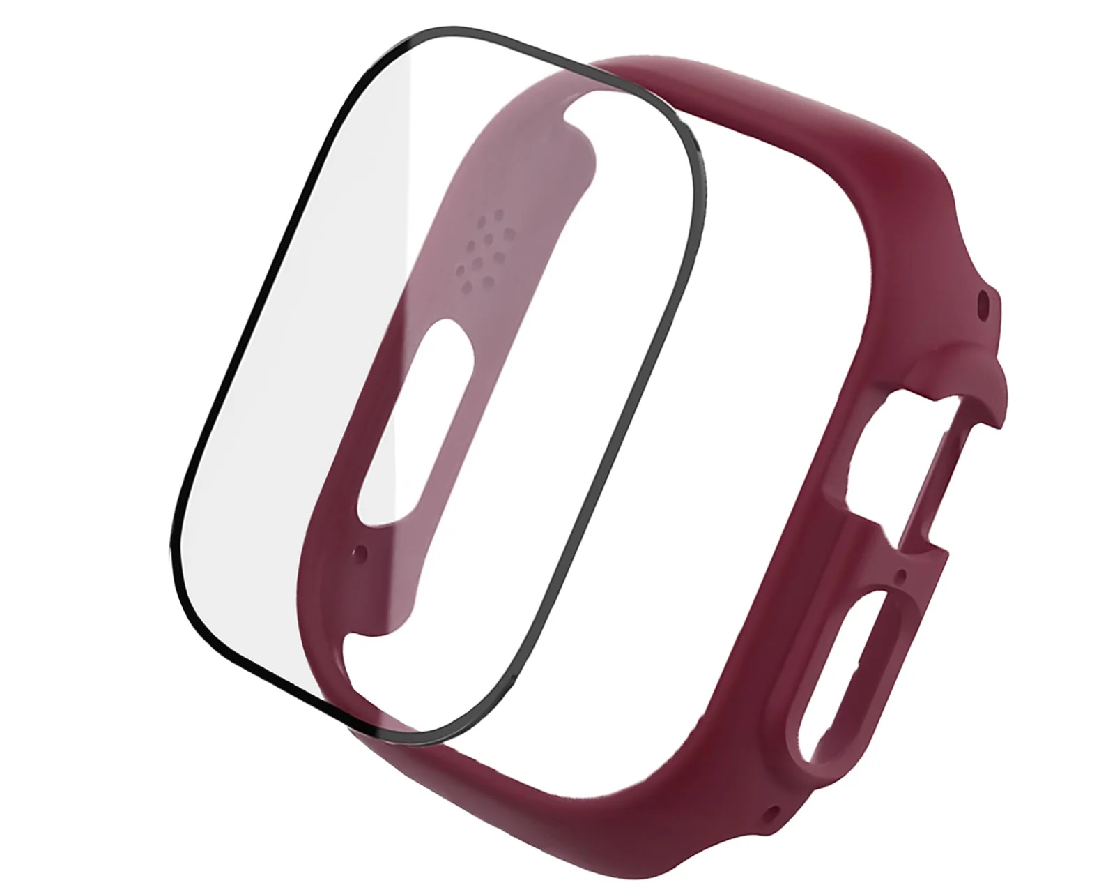 DL3 Mobilak Band with Case For Apple Watch Ultra/Ultra 2 49mm, Adjustable Silicone Sport Wristband Replacement, Strap With Cover Built-in Glass Screen Protector for iWatch Ultra 49 mm - Wine Red