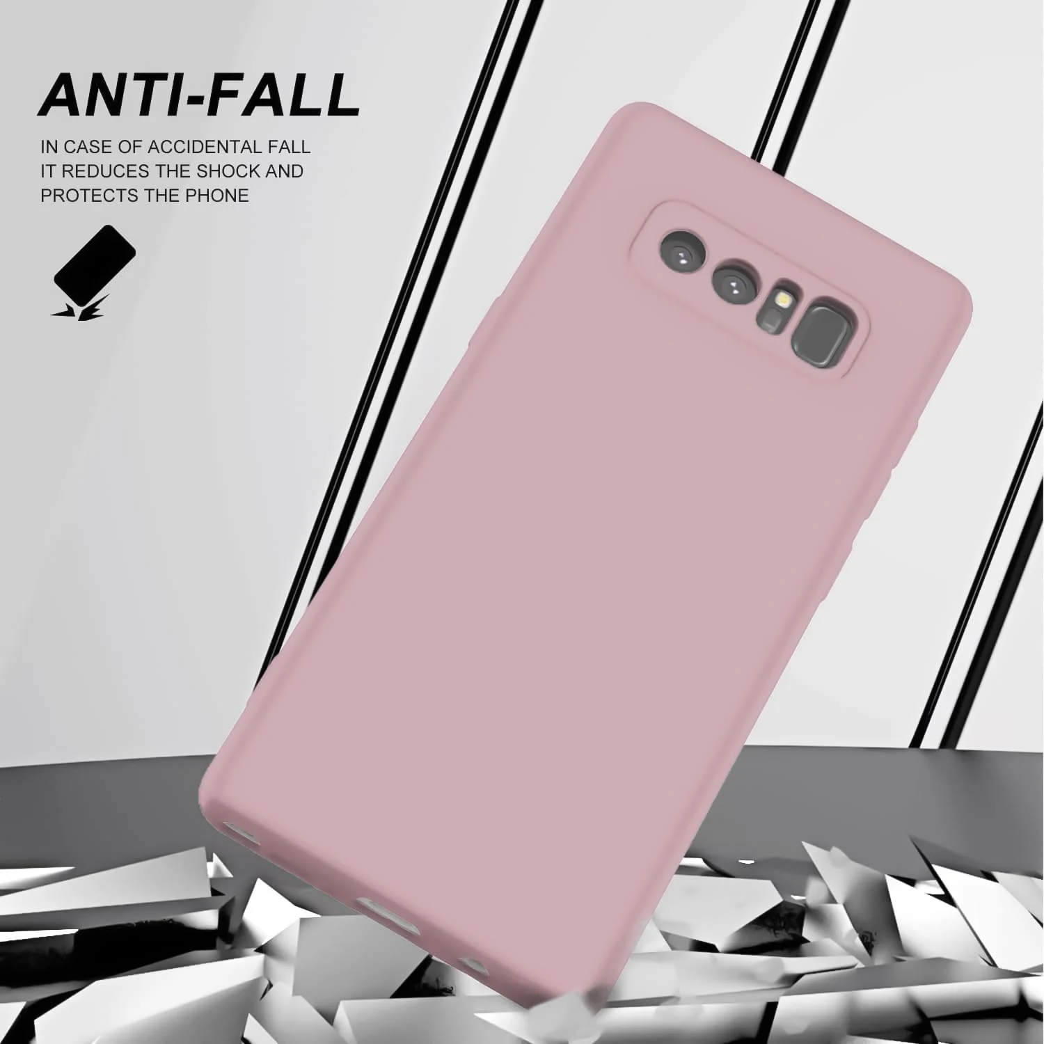 DL3 Mobilak Liquid Silicone Protective Case with Soft Microfiber Lining with Full Camera Protection for Samsung Galaxy Note 8 - Cashmere