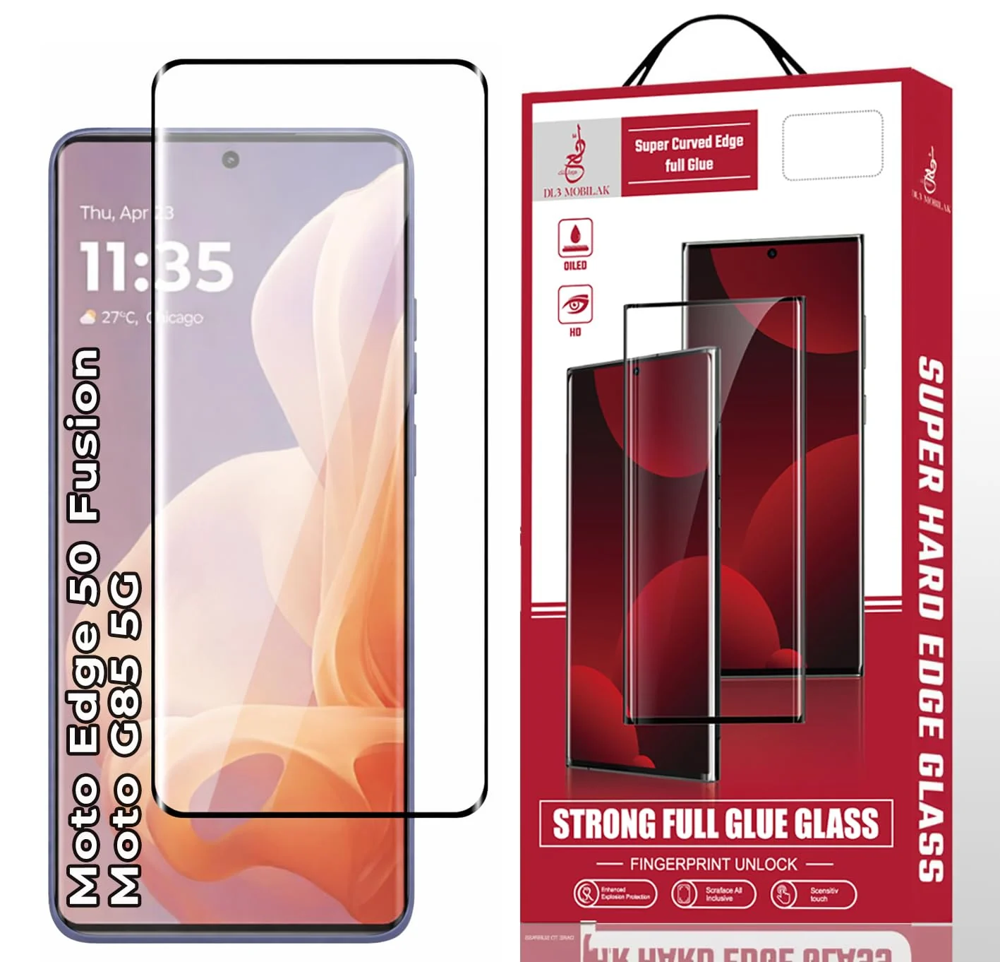 DL3 Mobilak Screen Protector for Motorola Moto G85 5G / Motorola Edge 50 Fusion, Tempered Glass Screen Saver Premium HD Protective, Scratch Resistant, NO-Bubble, 9H Hardness, Full Coverage Film - Clear