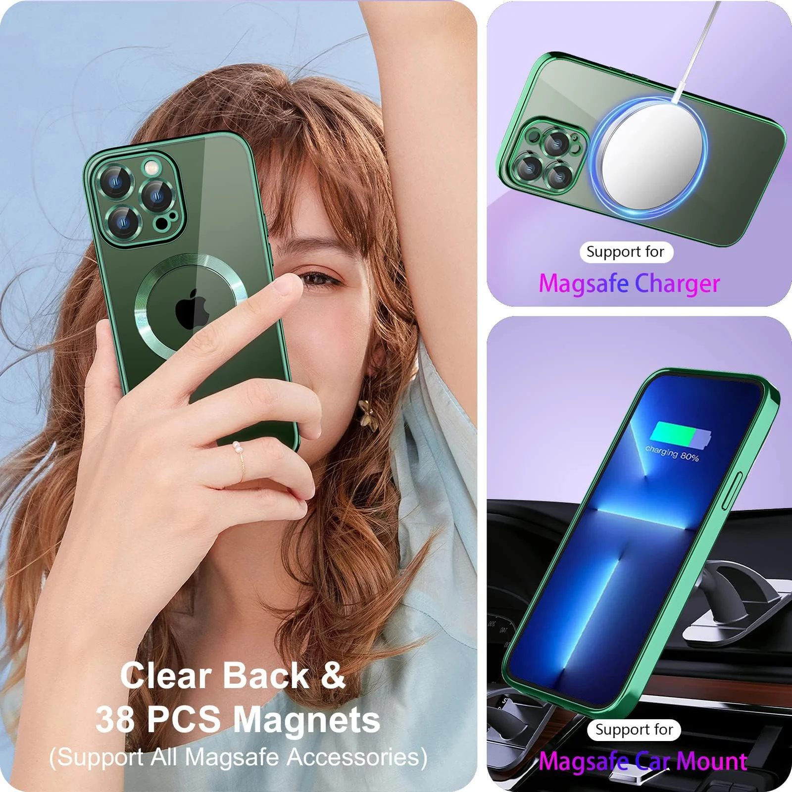 DL3 MOBILAK MagSafe Phone Case with Camera Lens Protector for Apple iPhone 11 Pro, Green