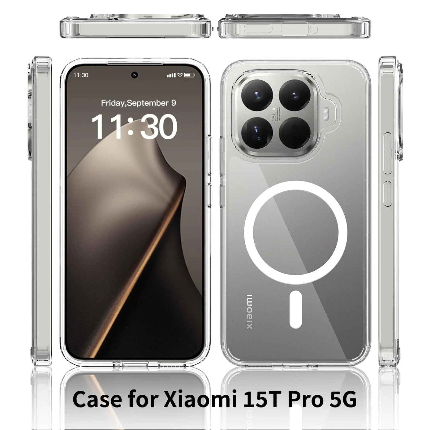 MOBIGON Slim Magnetic MagSafe-Compatible Phone Case for Xiaomi 15T Pro, Clear