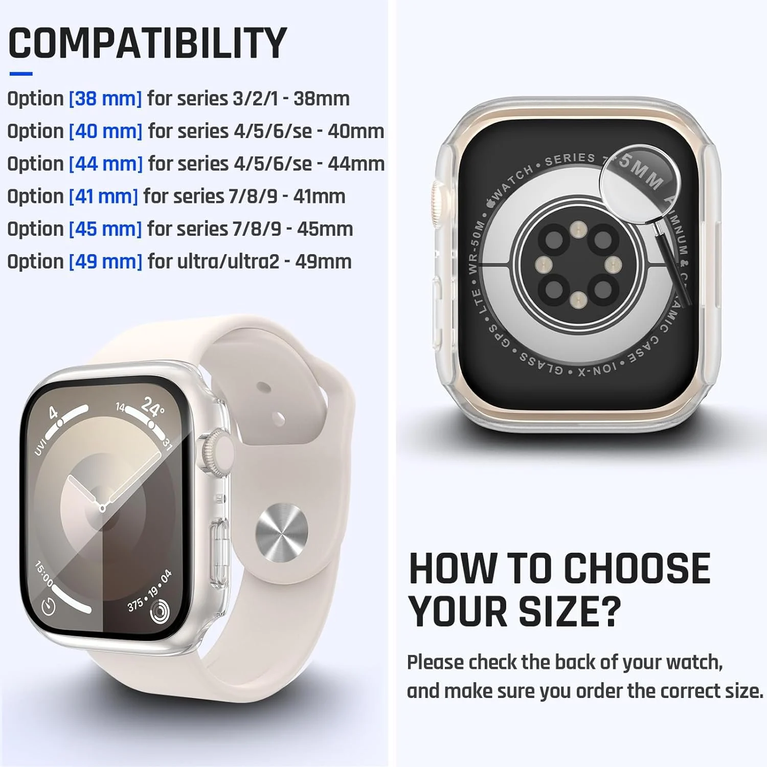DL3 Mobilak Hard Case Designed for Apple Watch SE 6 5 4 40mm, Built-in 9H [HD ] Tempered Glass Screen Protector, [Full Protection] Slim Cover for iWatchSE 6 5 4 40mm - Clear