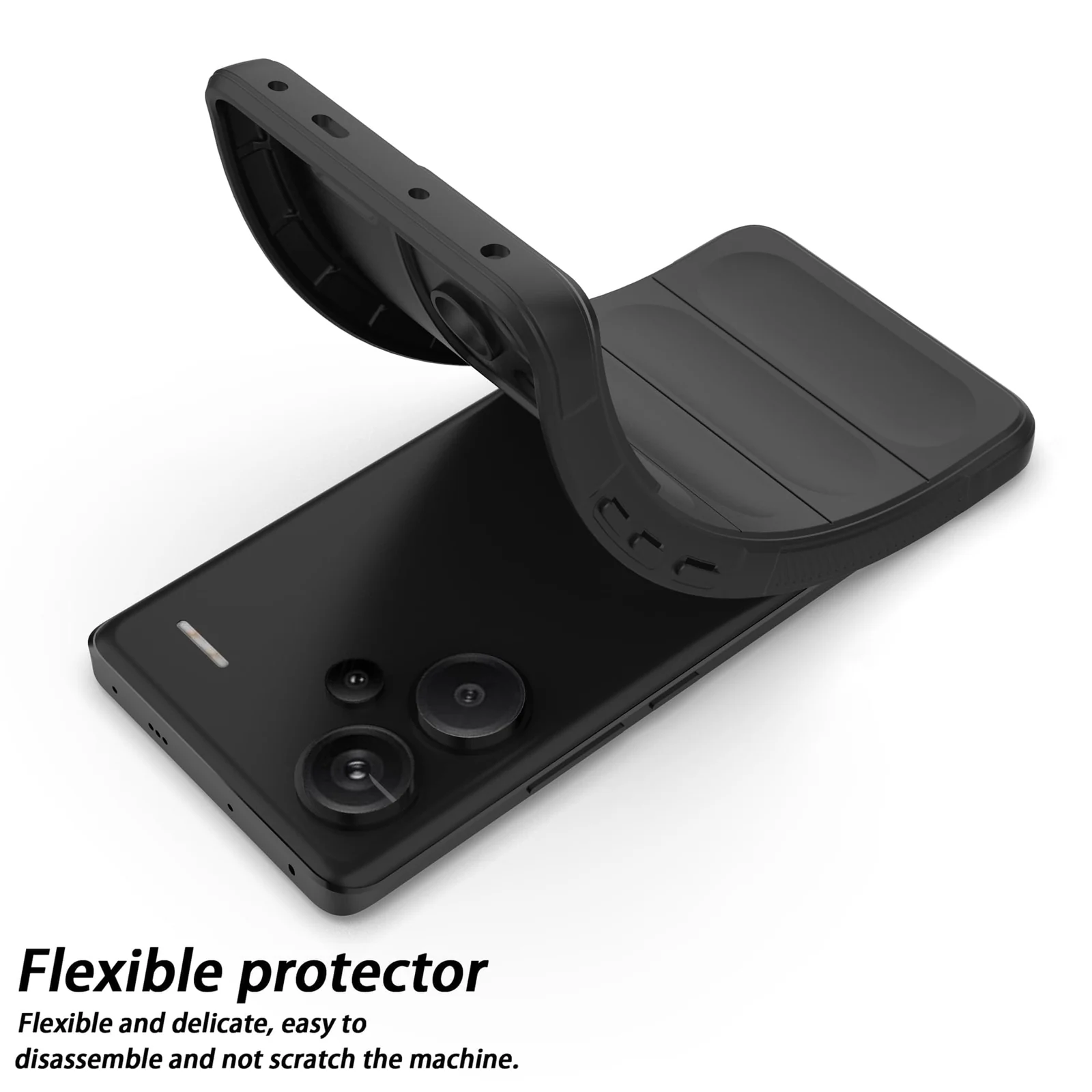 DL3 Mobilak Soft Silicone Protective Case for Xiaomi Redmi Note 13 Pro+ Plus 5G with Camera Protection and Shockproof Design - Black