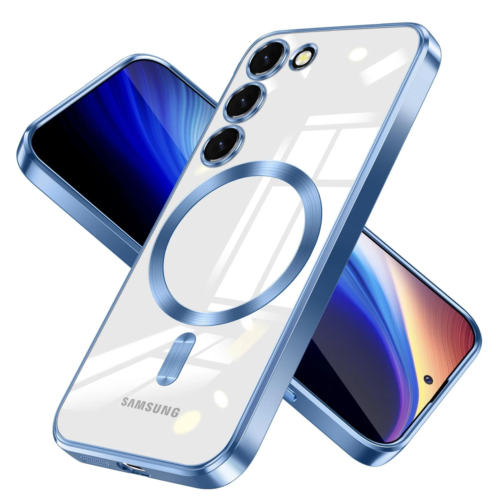 DL3 Mobilak Plated-Edge Protective Case for Samsung Galaxy S23, Supports wireless charging, Camera protection, Scratch-resistant surface - Sierra Blue