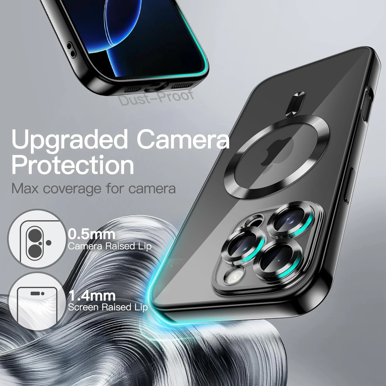 DL3 Mobilak Plated-Edge Protective Case for iPhone 16 Pro 6.3-Inch, Compatible with MagSafe accessories, Supports wireless charging, Shock-absorbing protection - Black