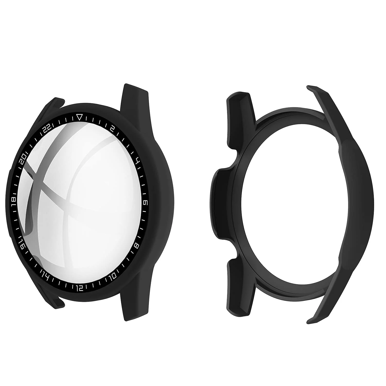 DL3 Mobilak Case Compatible with Huawei Watch GT2 46mm PC Cover with Bezel Tempered Glass Protection, Ultra Thin Full Protection for Huawei Watch GT 2 46 mm Protective Case - Black