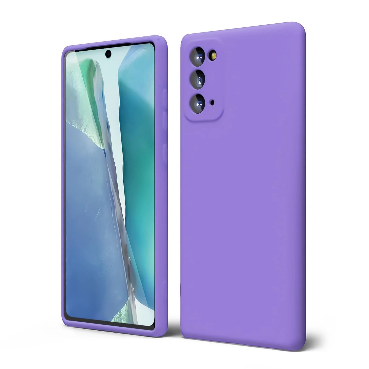 "DL3 Mobilak Liquid Silicone Protective Case for Samsung Galaxy Note 20 5G (6.7"") with Microfiber Lining and Shockproof Design - Light Purple"