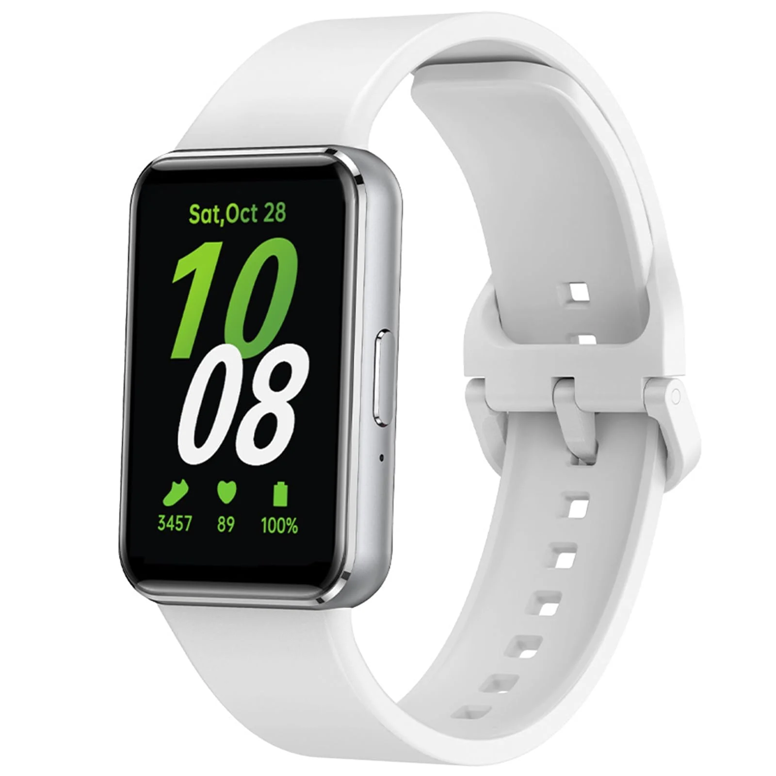 DL3 Mobilak Compatible with Samsung Galaxy Fit 3 Band, Adjustable Length Wristband Bracelet Soft Silicone Accessory Replacement Strap for Samsung Galaxy Fit 3 for Women Men - White