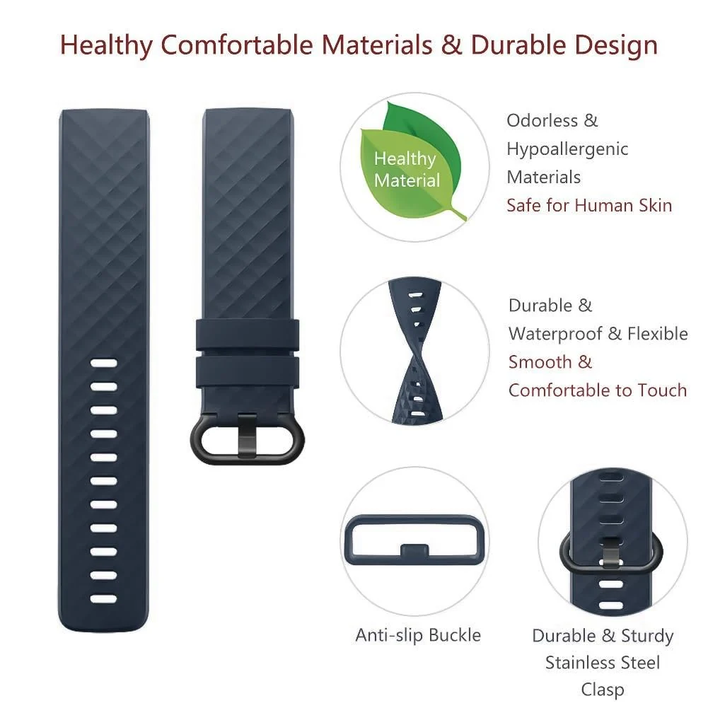 DL3 Mobilak Waterproof Bands for Fitbit Charge 4 / Fitbit Charge 3 / Charge3 SE, Replacement Wristbands for Women Men - Green Gray