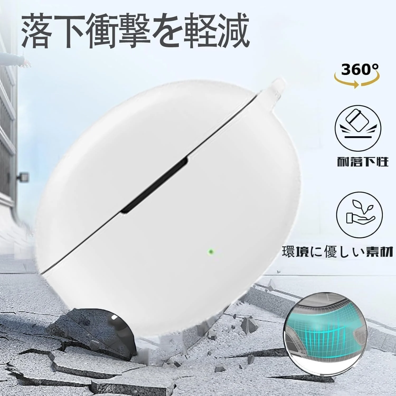 DL3 Mobilak Compatible with OPPO Enco Air3 Pro Case Cover, Soft Silicone Shockproof Protective Case Wireless Earbuds with Carabiner, Front LED Visible - White