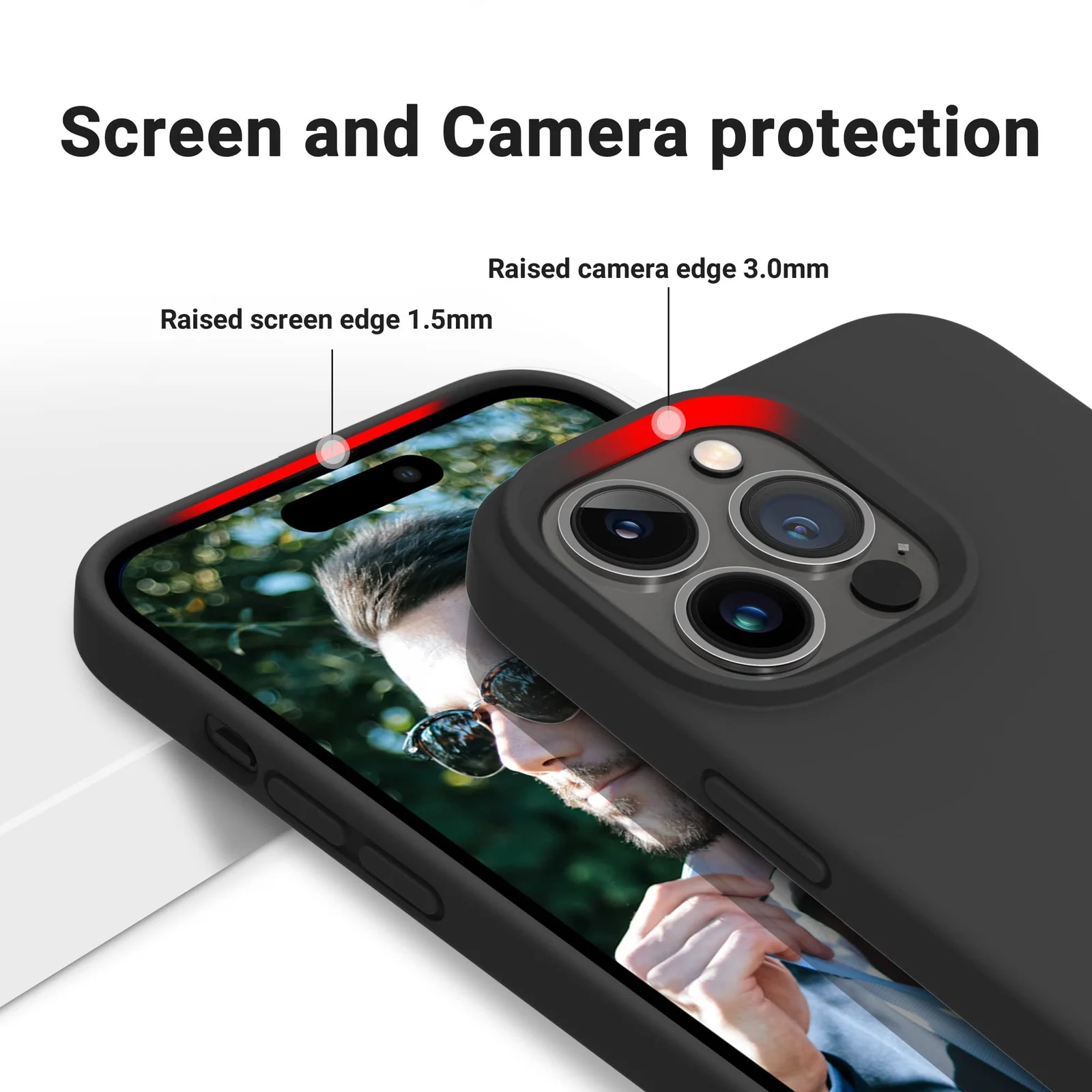 DL3 Mobilak Liquid Silicone Protective Case with Soft Microfiber Lining for iPhone 13 Pro (6.1 Inch) - Black