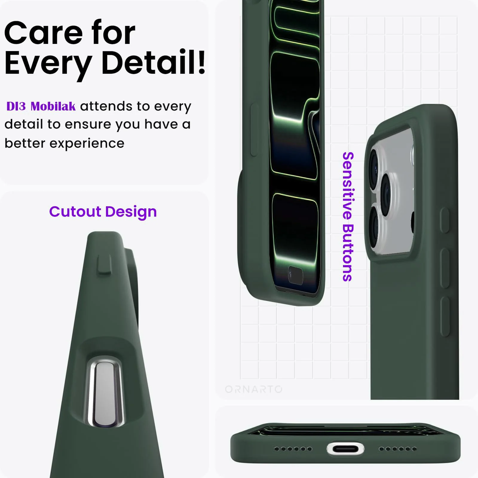 DL3 Mobilak Liquid Silicone Case for iPhone 17 Pro Max 6.9-Inch, Supports wireless charging, Shock-absorbing protection, Scratch-resistant surface - Green 2