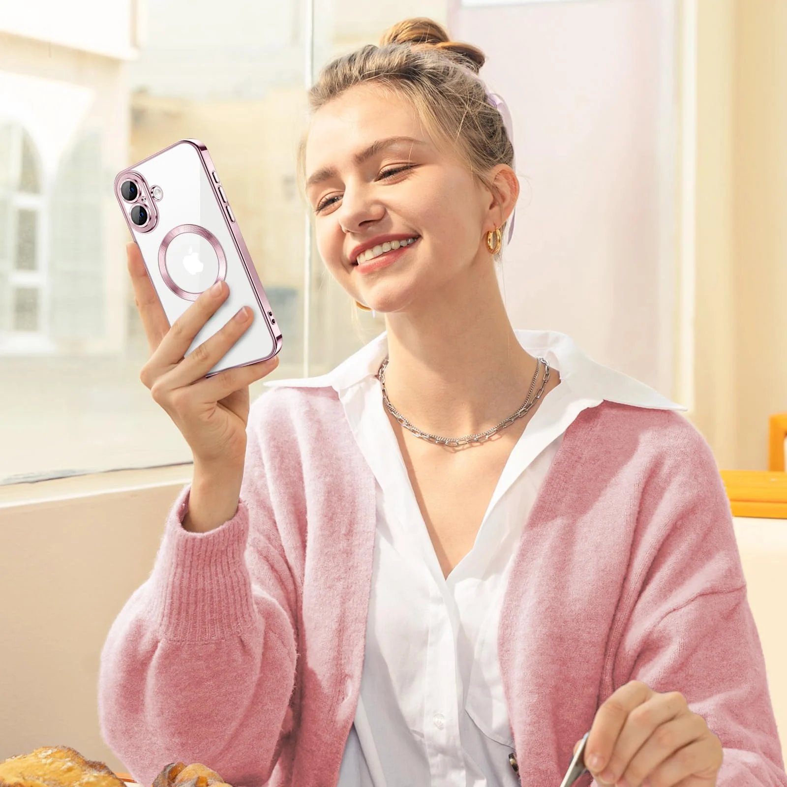 DL3 Mobilak Plated-Edge TPU Protective Case with Camera Protection for iPhone XS Max - Pink