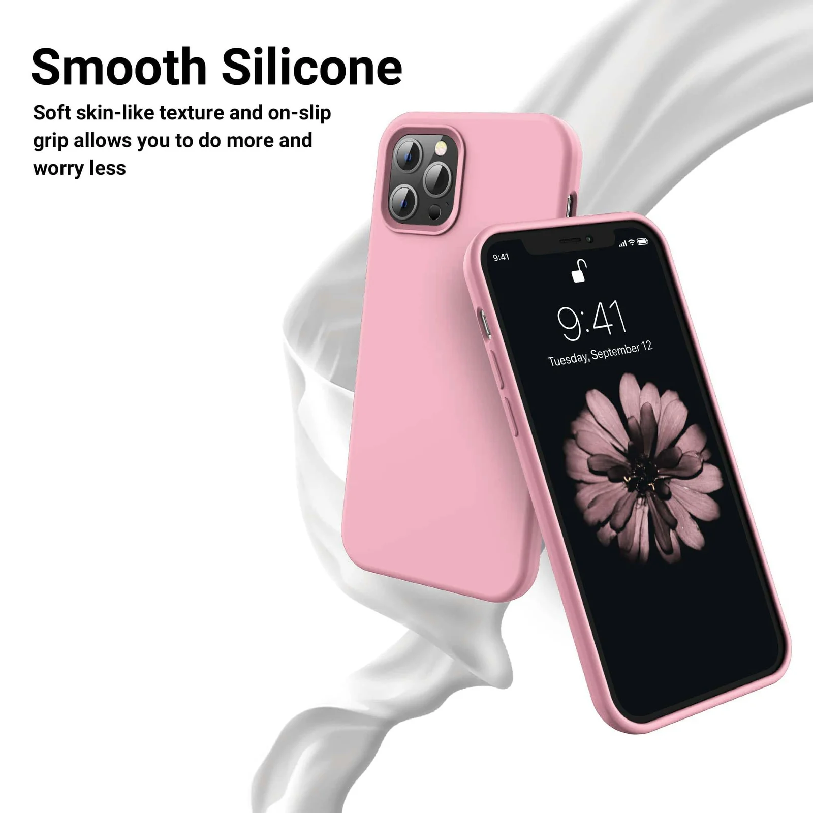 DL3 Mobilak Liquid Silicone Case for iPhone 14 Pro Max (6.7 Inch), Shock-absorbing protection, Scratch-resistant surface, Soft microfiber lining - Pink