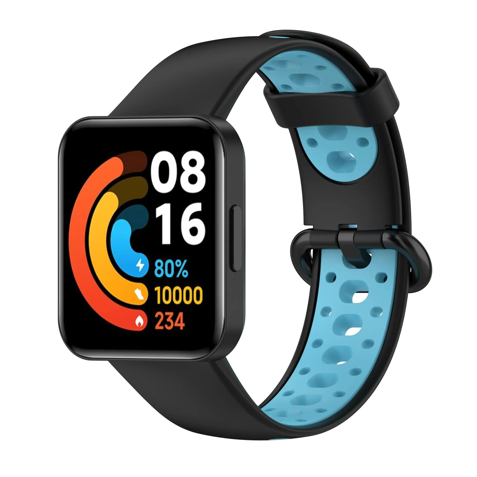 DL3 MOBILAK Strap Compatible with Xiaomi Redmi Watch 2 Lite/Poco Watch/Redmi Watch 2 / Horloge 2 Soft Replacement Sport Silicone Strap - Black Blue